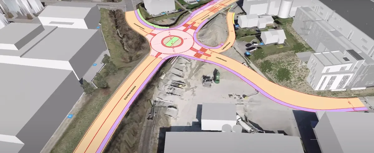 Die Kreuzung Dürntner-/Rogengartenstrasse in Bubikon wird zu einem Kreisel umgebaut. Am Montag, 24. März, starten die Bauarbeiten. Eine Visualisierung des geplanten Kreisels an der Kreuzung Dürntner-/Rosengartenstrasse in Bubikon.